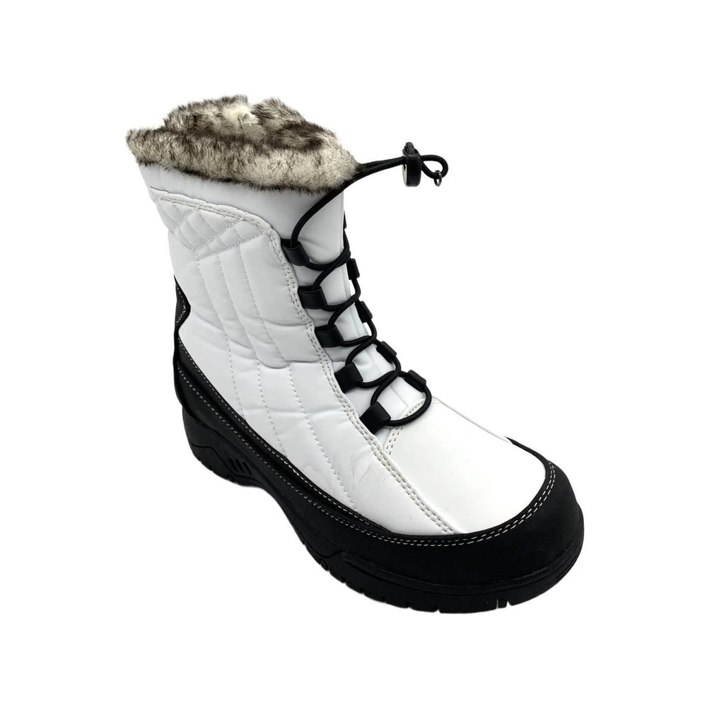 Sporto Women's Terry Lace-Up Water-Repellent Winter Boot White - Wide
